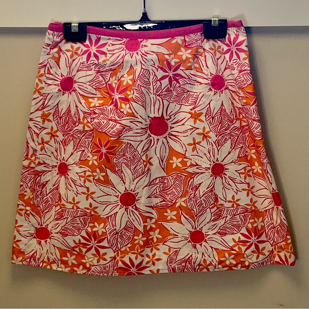 Lilly Pulitzer pink and orange wrap skirt, size 8